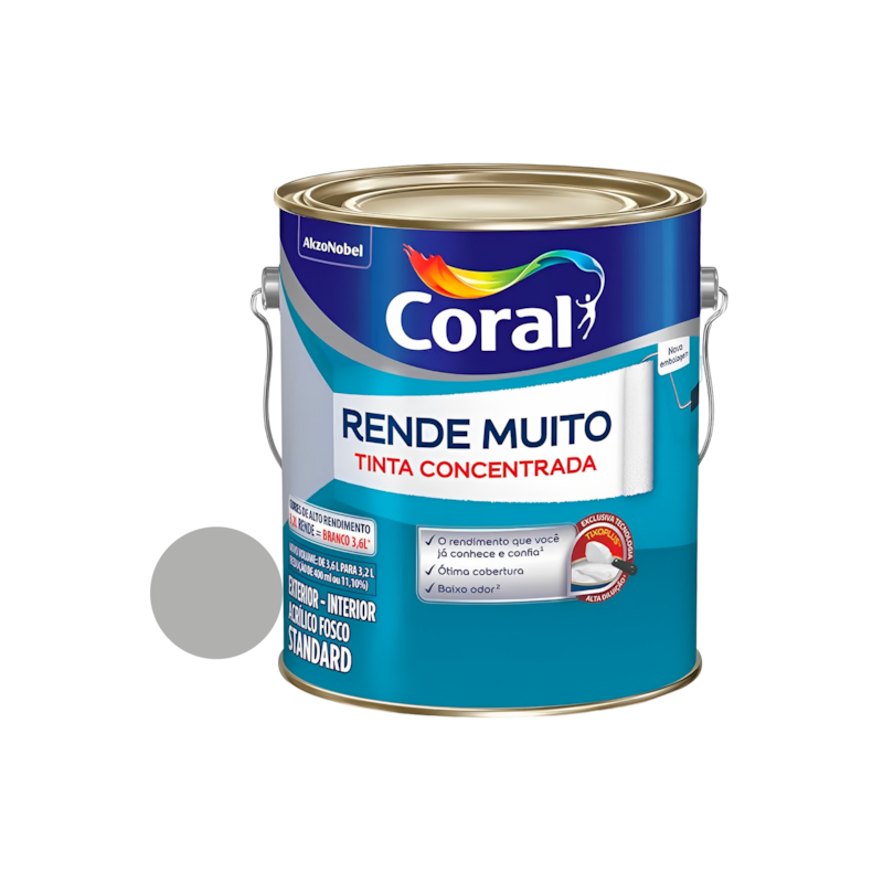 Tinta Acrílica Rende Muito Fosco Tubarão Branco 3,2L Coral