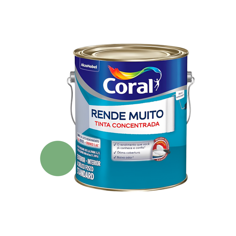 Tinta Acrílica Rende Muito Fosco Verde Angra 3,2L Coral