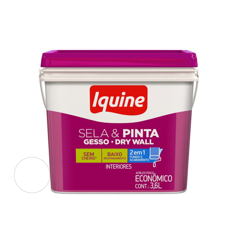 Tinta Acrílica Sela e Pinta Gesso Dry Wall Branco Neve 3,6L Iquini
