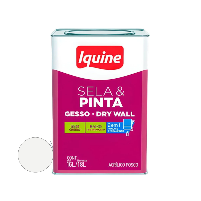 Tinta Acrílica Sela e Pinta Gesso e Dry Wall Branco Neve 18L Iquine