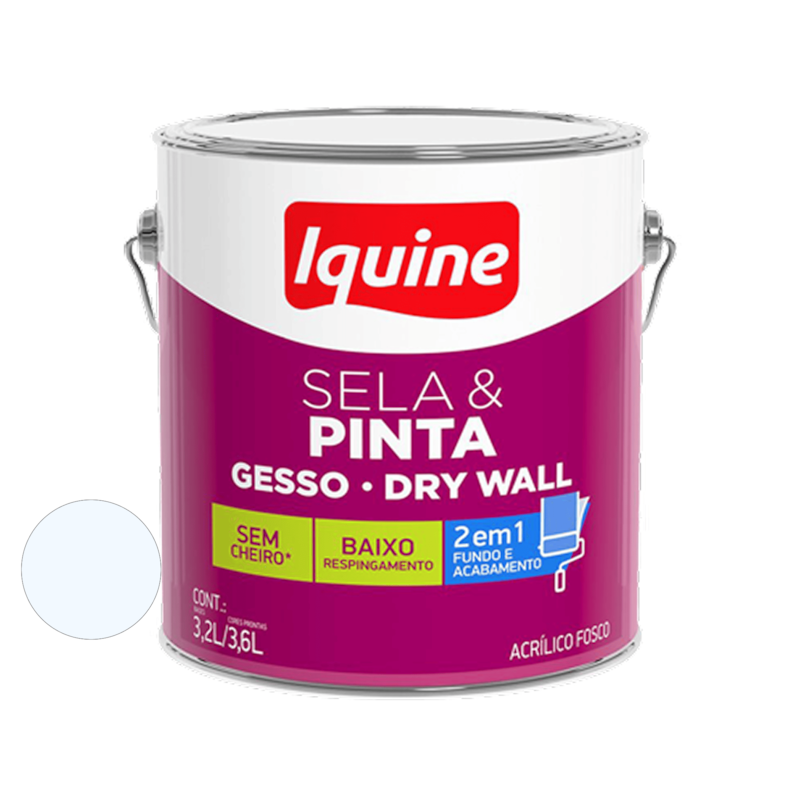 Tinta Acrílica Sela e Pinta Gesso e Dry Wall Branco Neve 3,6L Iquine