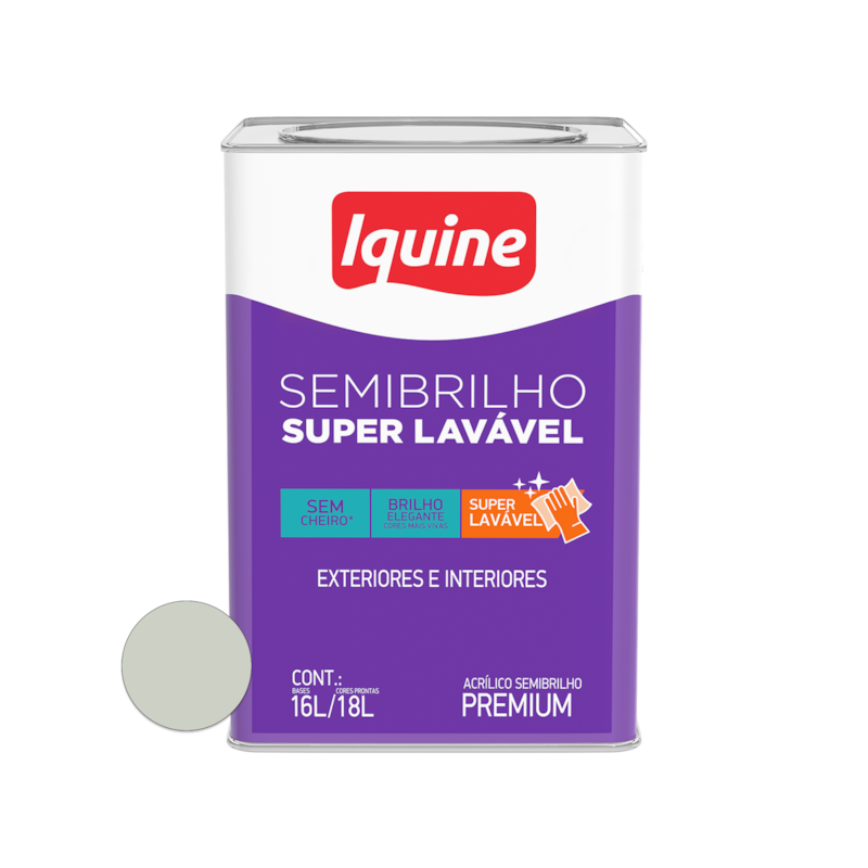 Tinta Acrílica Semibrilho Super Lavável 18L Branco Gelo Iquine