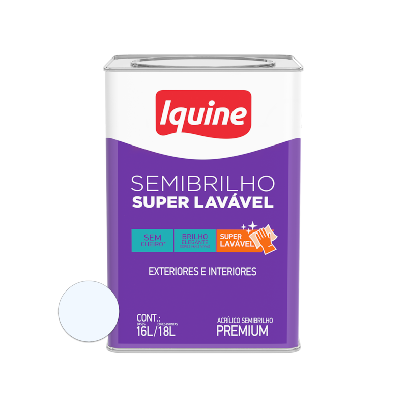 Tinta Acrílica Semibrilho Super Lavável 18L Branco Neve Iquine