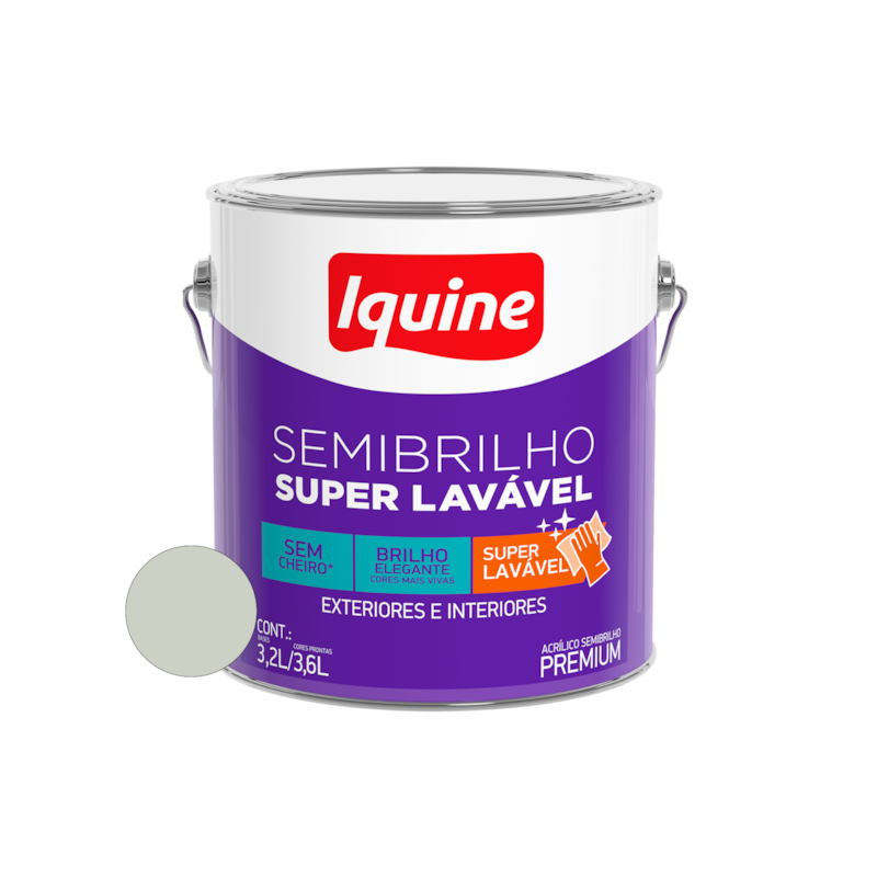 Tinta Acrílica Semibrilho Super Lavável 3,6L Branco Gelo Iquine