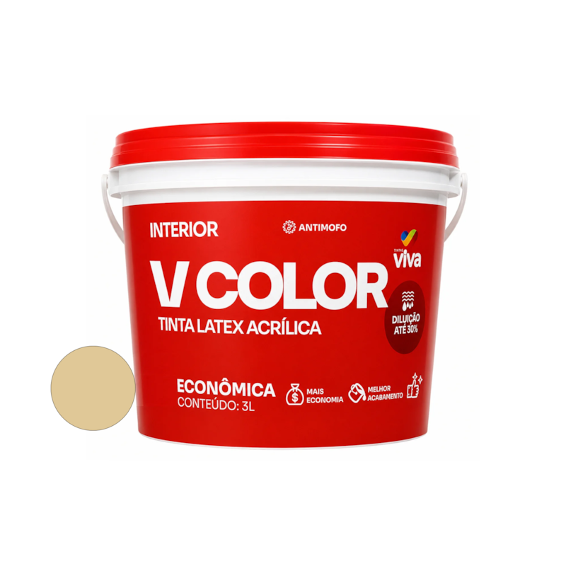 Tinta Acrílica VColor Fosco Areia 3L Tintas Viva