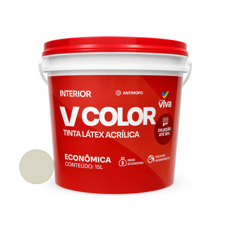 Tinta Acrílica VColor Fosco Branco Gelo 15L Tintas Viva