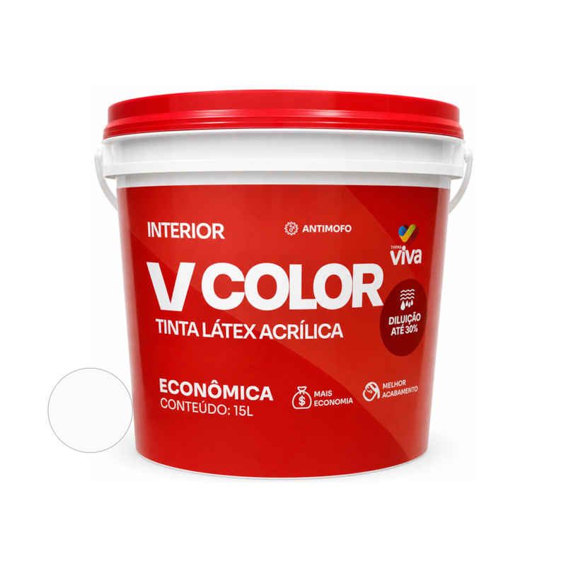 Tinta Acrílica VColor Fosco Branco Neve 15L Tintas Viva
