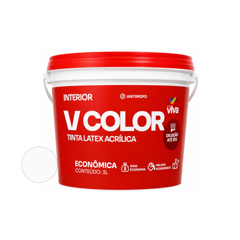 Tinta Acrílica VColor Fosco Branco Neve 3L Viva
