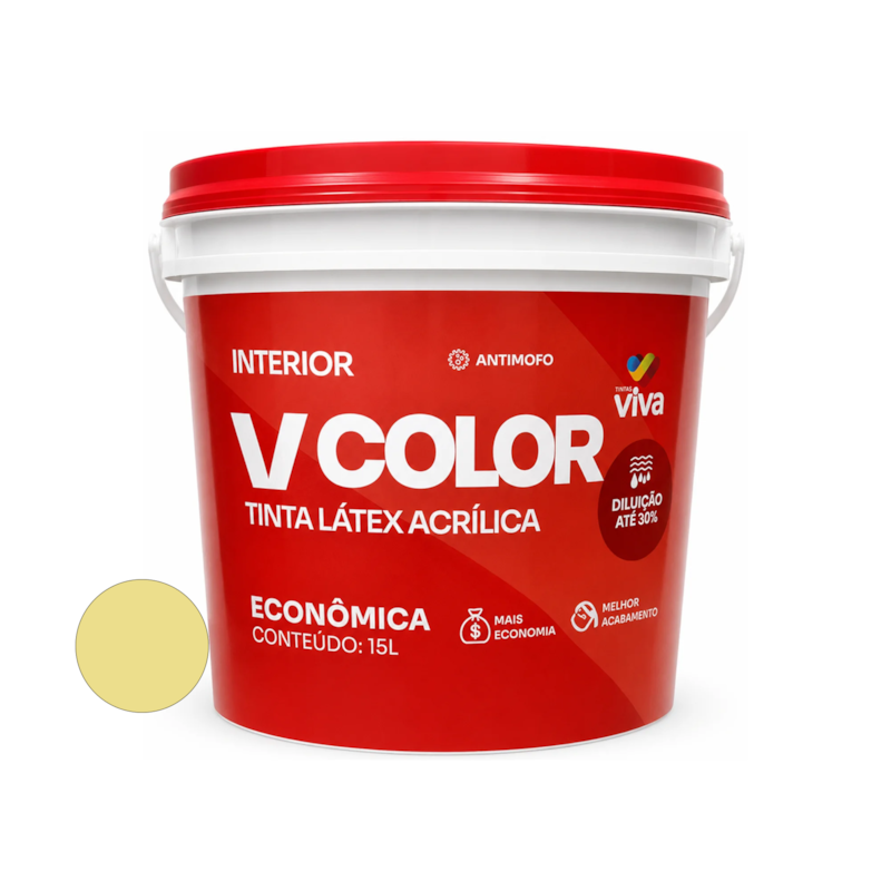 Tinta Acrílica VColor Fosco Marfim 15L Tintas Viva