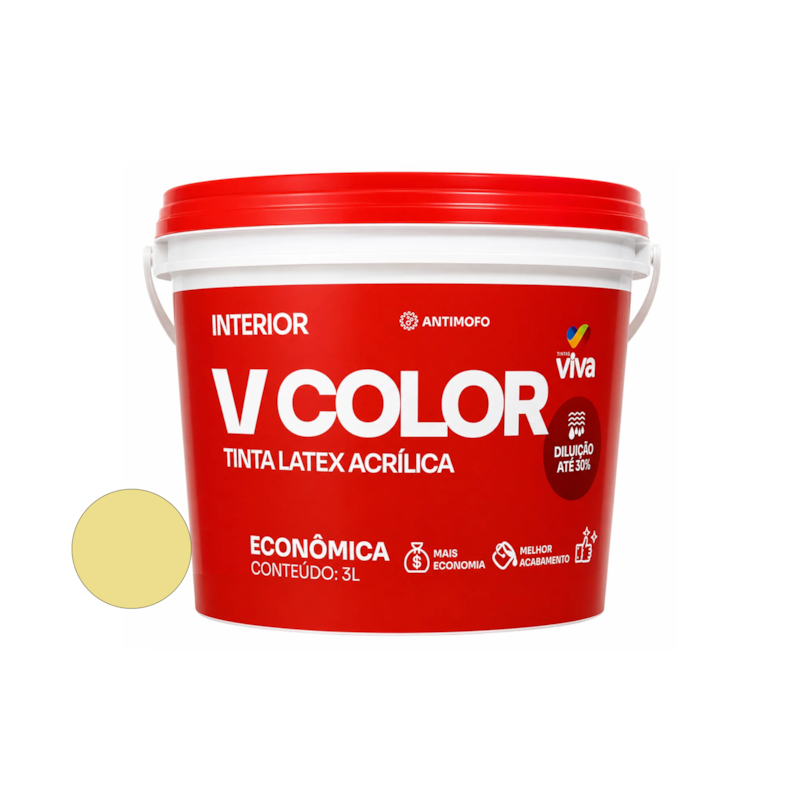 Tinta Acrílica VColor Fosco Marfim 3L Tintas Viva