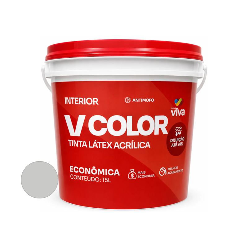 Tinta Acrílica VColor Fosco Nevoa 15L Tintas Viva
