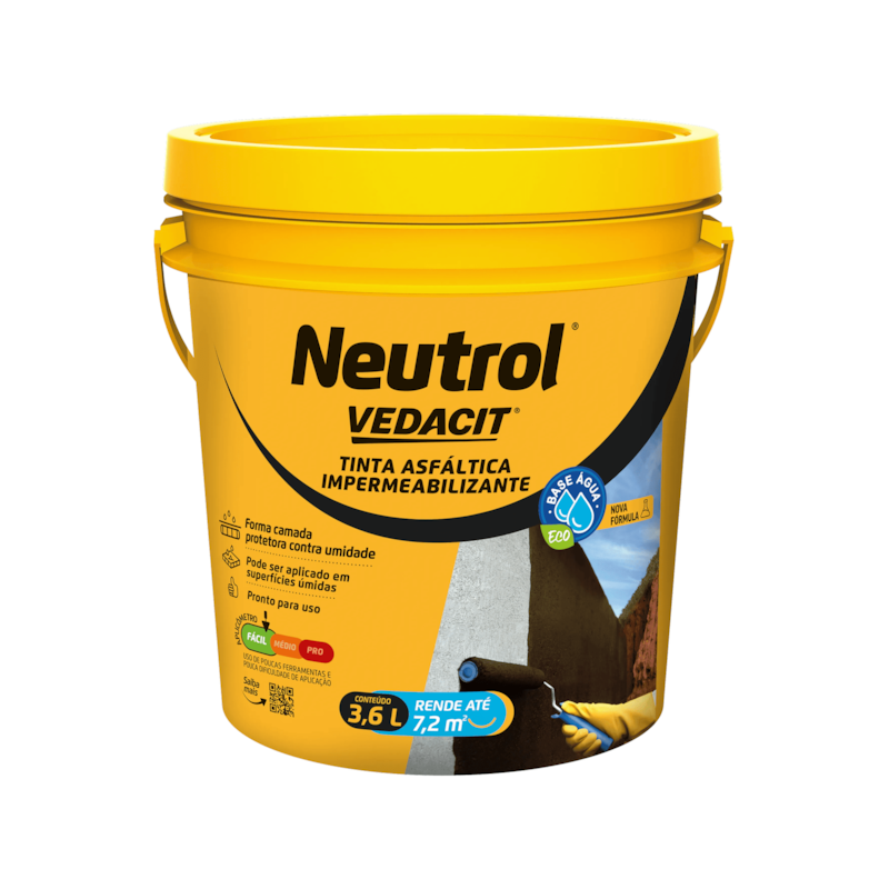Tinta Asfáltica e impermeabilizante Base de Água 3,6L Vedacit