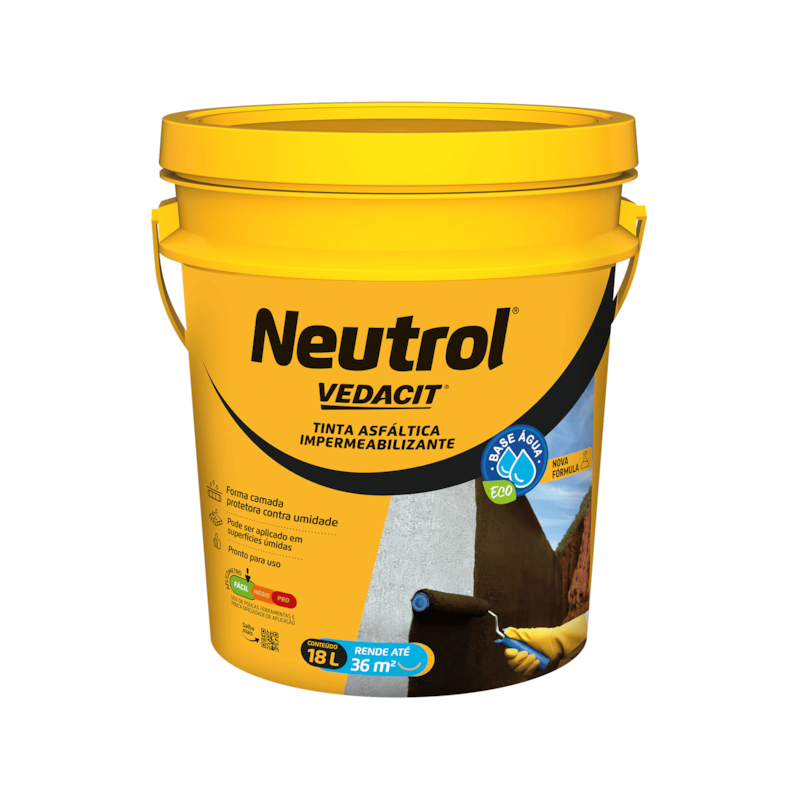 Tinta Asfáltica e Impermeabilizante Base de Água Neutrol 18L Vedacit