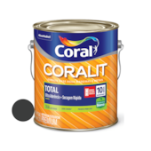 Tinta Esmalte Base Água Coralit Total Brilhante Fosco Preto 3,6L Coral