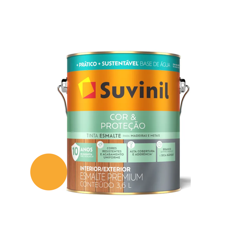 Tinta Esmalte Base de Água Cor e Proteção Brilhante Amarelo Ouro 3,6L Suvinil
