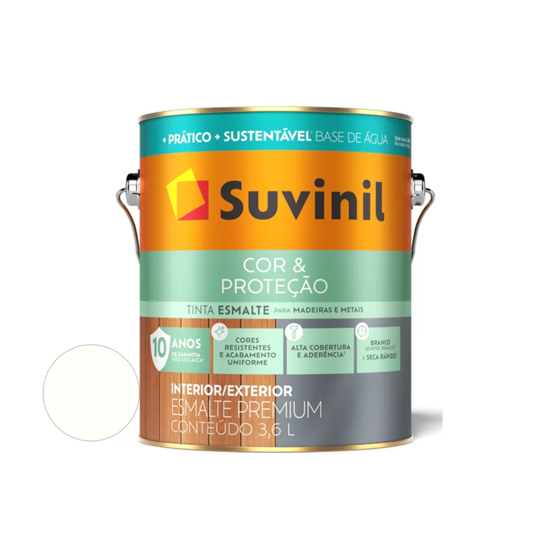 Tinta Esmalte Base de Água Cor e Proteção Brilhante Branco 3,6L Suvinil