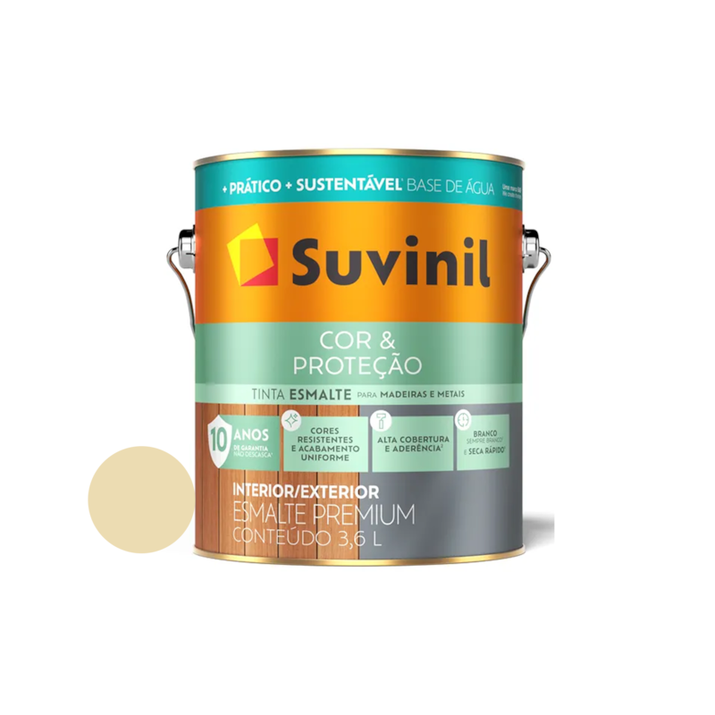 Tinta Esmalte Base de Água Cor e Proteção Brilhante Marfim 3,6L Suvinil