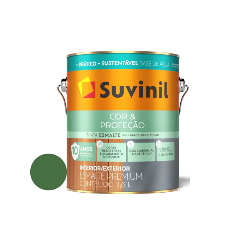 Tinta Esmalte Base de Água Cor e Proteção Brilhante Verde Folha 3,6L Suvinil