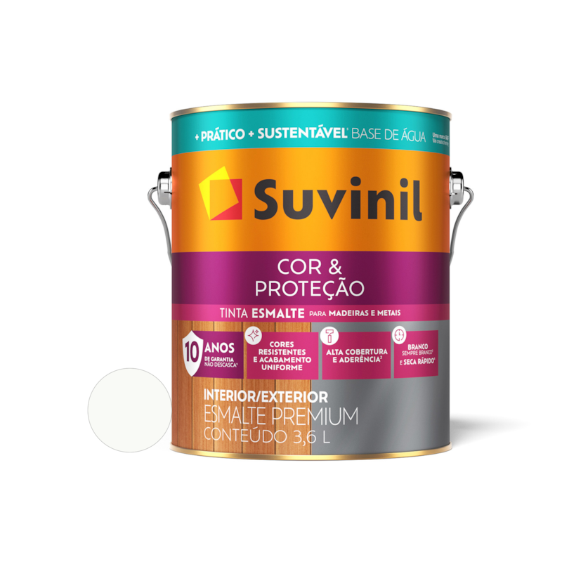 Tinta Esmalte Base de Água Cor e Proteção Fosco Branco 3,6L Suvinil