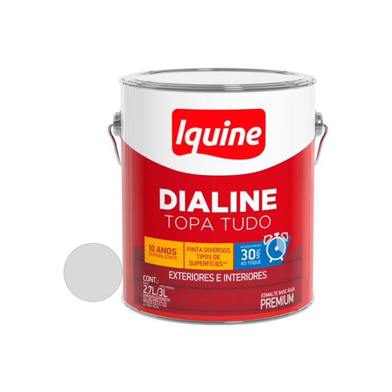 Tinta Esmalte Base de Água Dialine Topa Tudo Acetinado Branco Gelo 3,0L Iquine