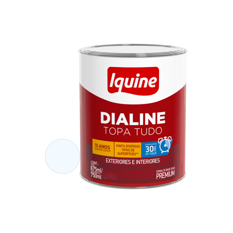 Tinta Esmalte Base de Água Dialine Topa Tudo Acetinado Branco Neve 750ml Iquine