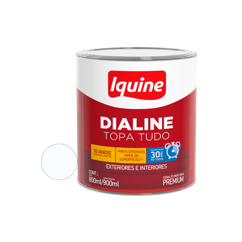 Tinta Esmalte Base de Água Dialine Topa Tudo Alto Brilho Branco Neve 0,9L Iquine