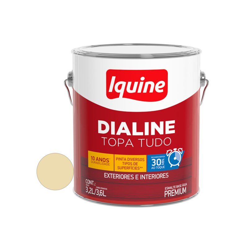 Tinta Esmalte Base de Água Dialine Topa Tudo Alto Brilho Marfim 3,6L Iquine