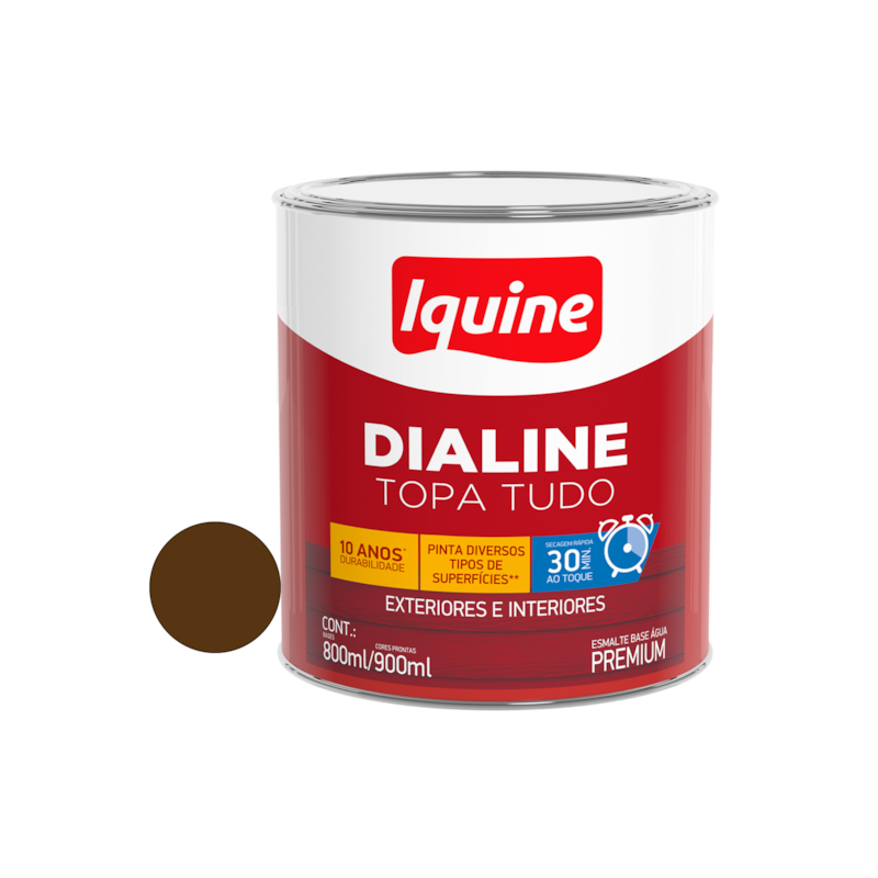 Tinta Esmalte Base de Água Dialine Topa Tudo Alto Brilho Tabaco 0,9L Iquine