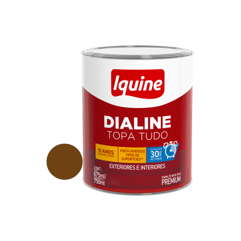 Tinta Esmalte Base de Água Dialine Topa Tudo Alto Brilho Tabaco 750ml Iquine