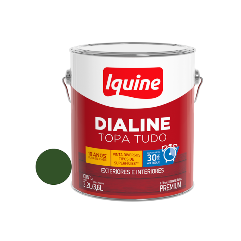 Tinta Esmalte Base de Água Dialine Topa Tudo Alto Brilho Verde Folha 3,6L Iquine