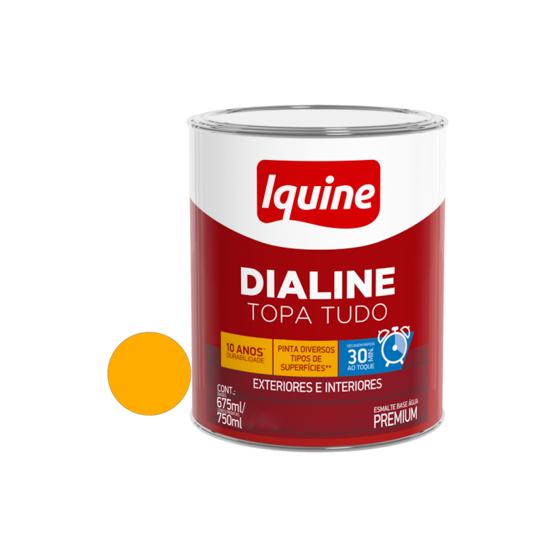 Tinta Esmalte Base de Água Dialine Topa Tudo Amarelo 750ml Iquine