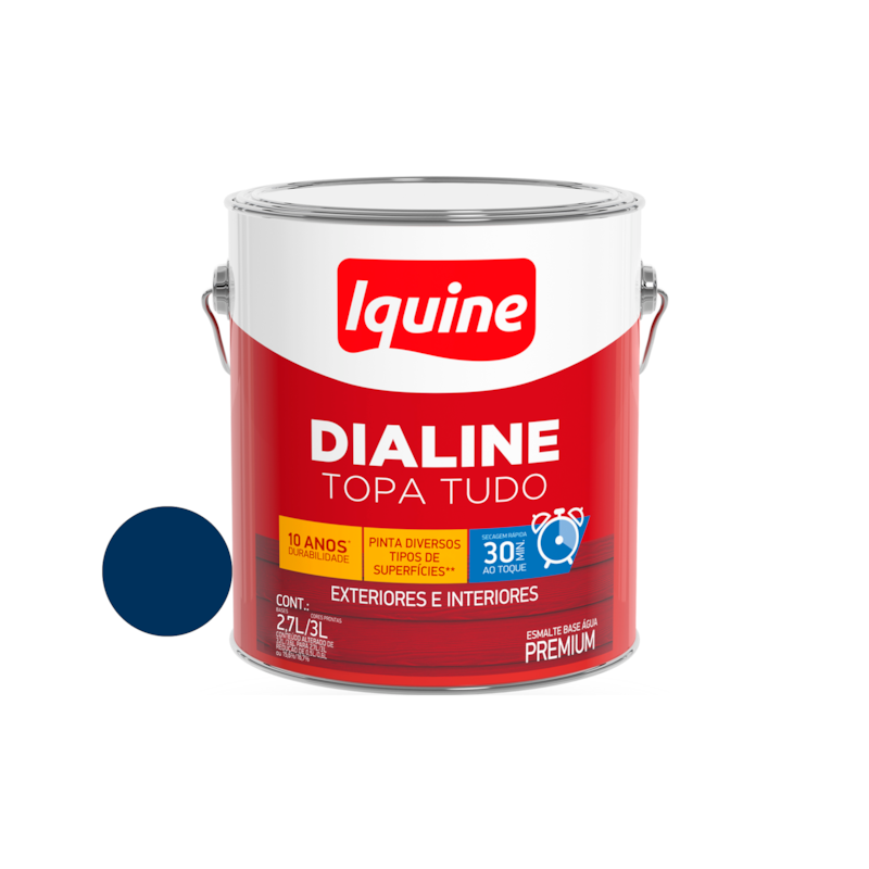 Tinta Esmalte Base de Água Dialine Topa Tudo Azul Del Rey 3,0L Iquine