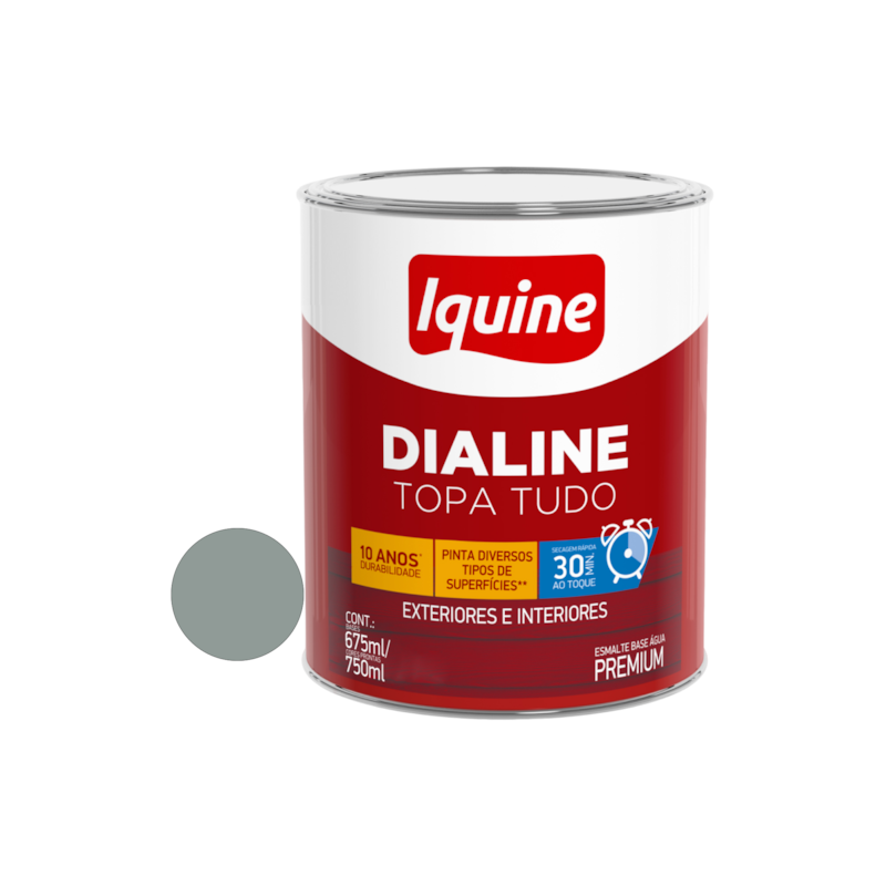 Tinta Esmalte Base de Água Dialine Topa Tudo Cinza Médio 750ml Iquine