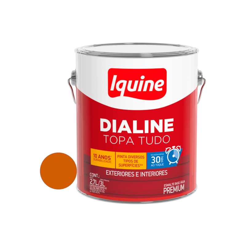 Tinta Esmalte Base de Água Dialine Topa Tudo Laranja 3,0L Iquine