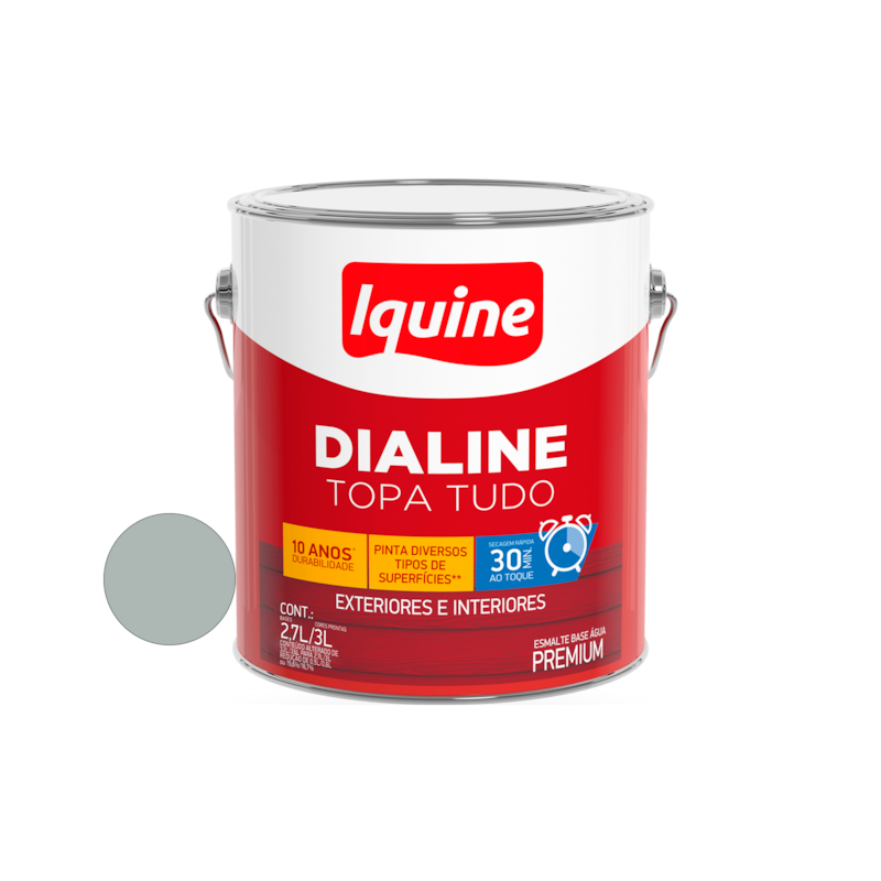 Tinta Esmalte Base de Água Dialine Topa Tudo Platina 3,0L Iquine