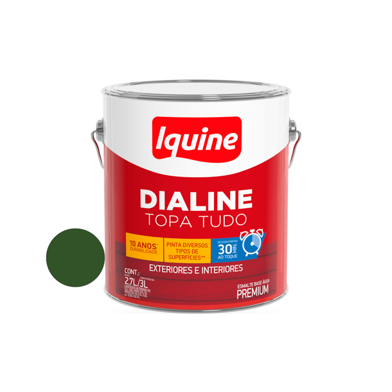 Tinta Esmalte Base de Água Dialine Topa Tudo Verde Folha 3,0L Iquine