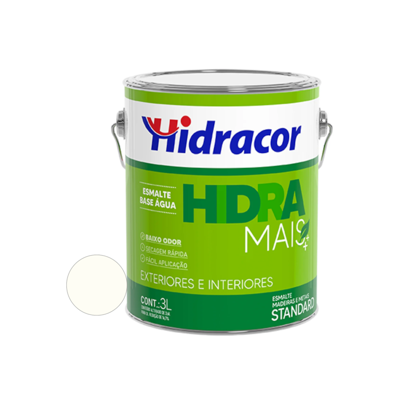 Tinta Esmalte Base de Água Hidra Mais Alto Brilho Branco Neve 3L Hidracor