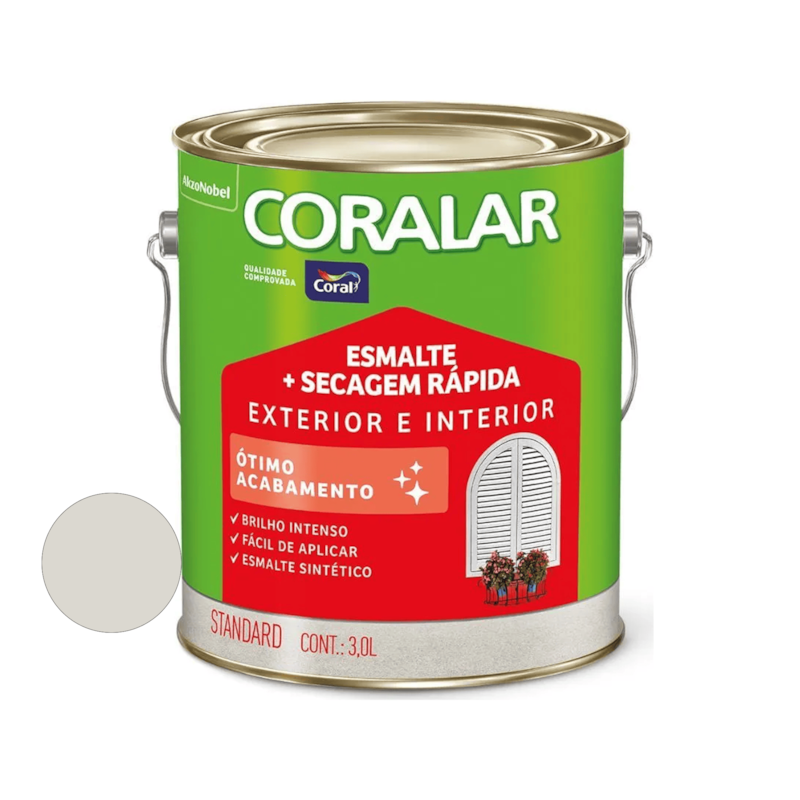 Tinta Esmalte Coralar Secagem Rápida Brilhante Branco Gelo 3L Coral