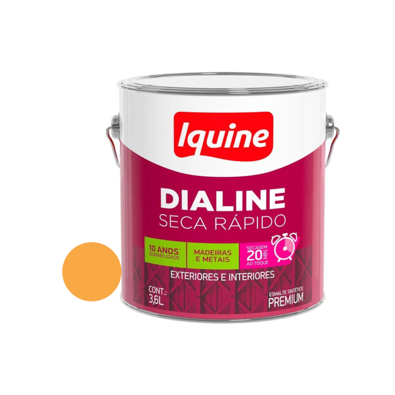 Tinta Esmalte Seca Rapido 3,6L Laranja Citrico Dialine Iquine