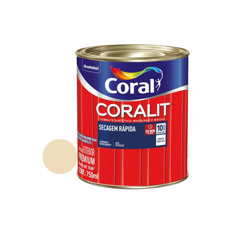 Tinta Esmalte Sintético Coralit Secagem Rápida Brilhante Marfim 750ml Coral