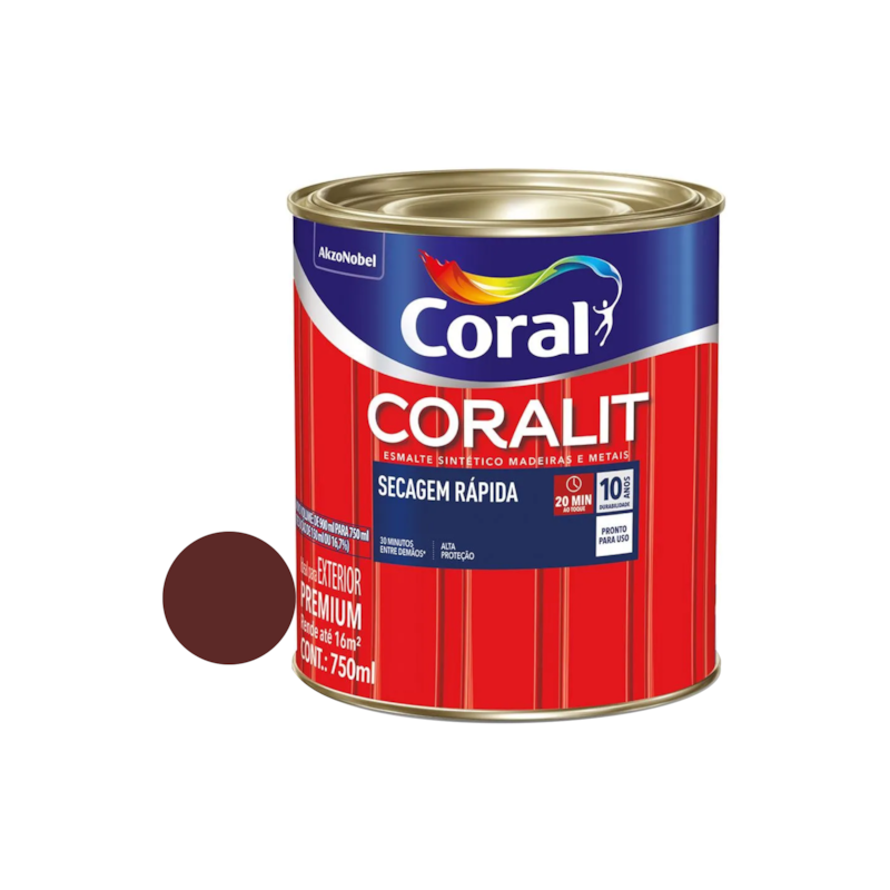 Tinta Esmalte Sintético Coralit Secagem Rápida Brilhante Vermelho Goya 750ml Coral