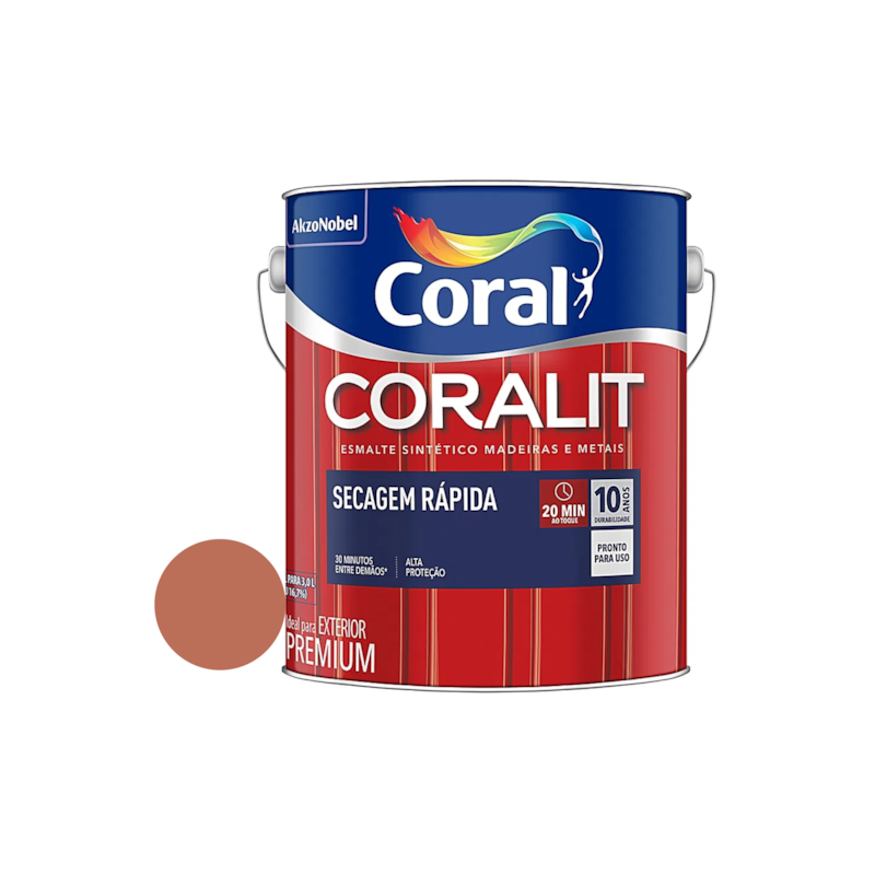 Tinta Esmalte Sintético Coralit Secagem Rápida Coralit Terracota 3L Coral