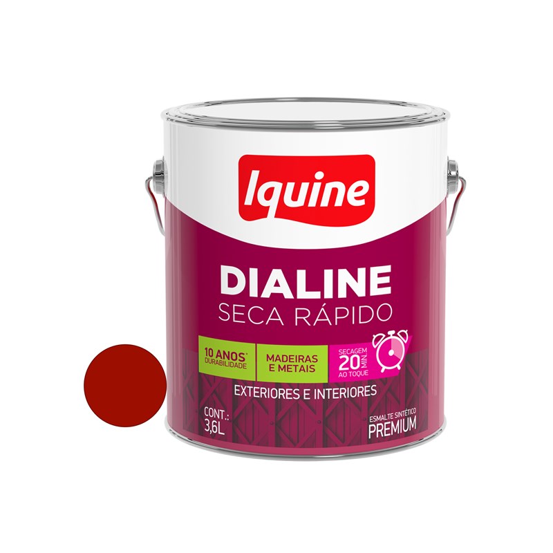 Tinta Esmalte Sintético Dialine Seca Rápido Alto Brilho Vermelho 3,6L Iquine