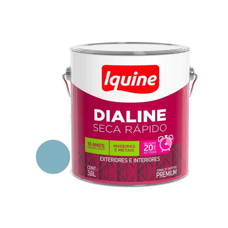 Tinta Esmalte Sintético Dialine Seca Rápido Brilhante Azul Celeste 3,6L Iquine