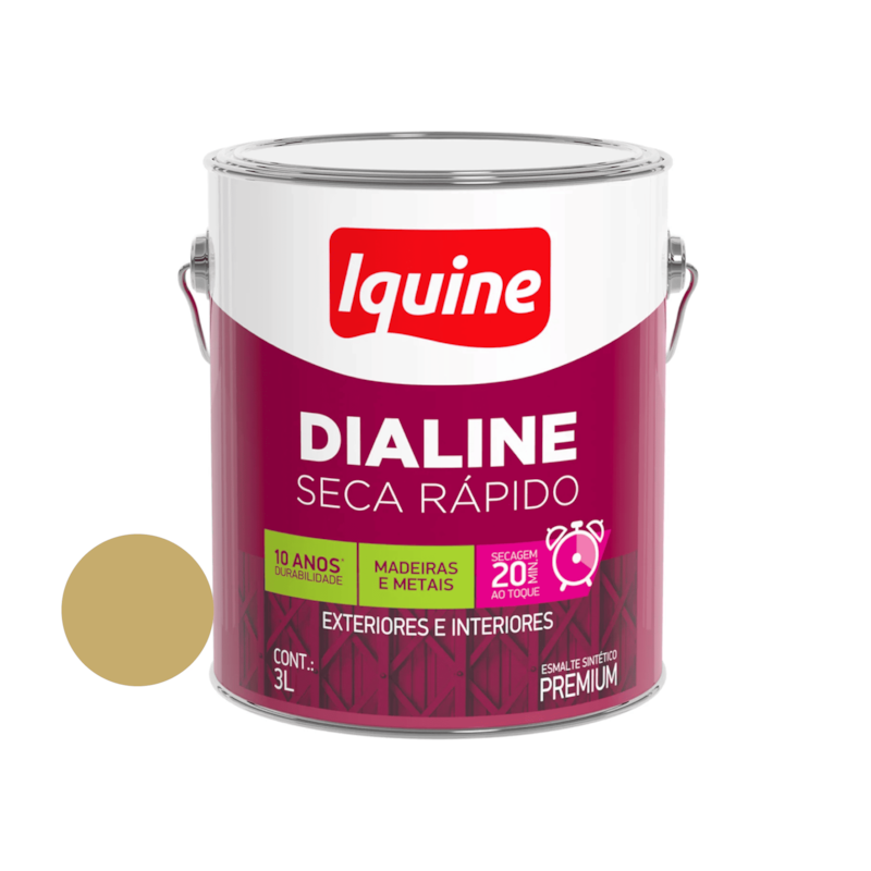 Tinta Esmalte Sintético Dialine Seca Rápido Dourado 3,0L Iquine