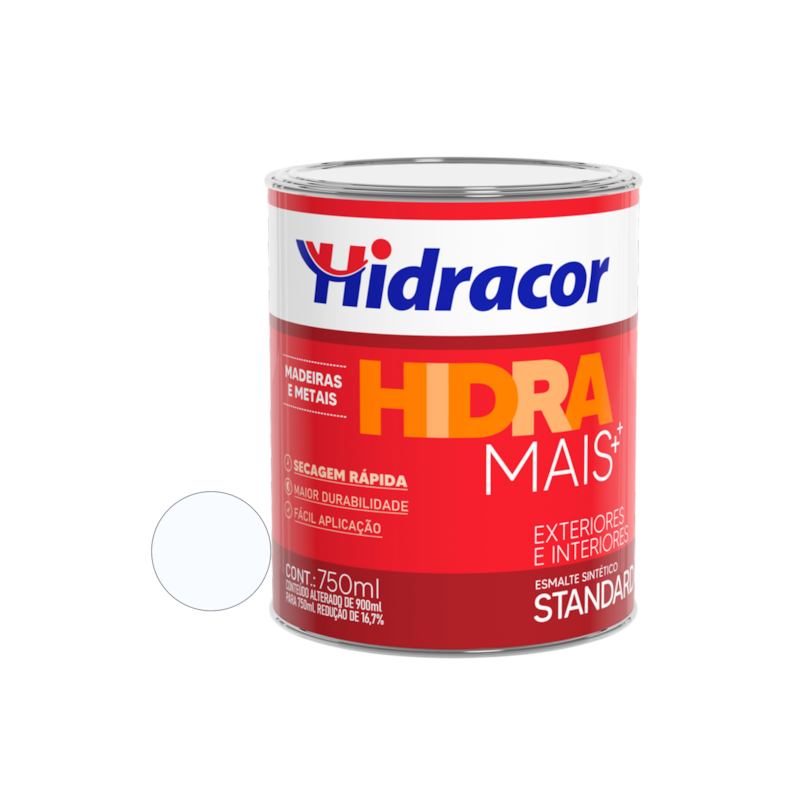 Tinta Esmalte Sintético Hidra Mais Alto Brilho Branco Neve 750ml Hidracor