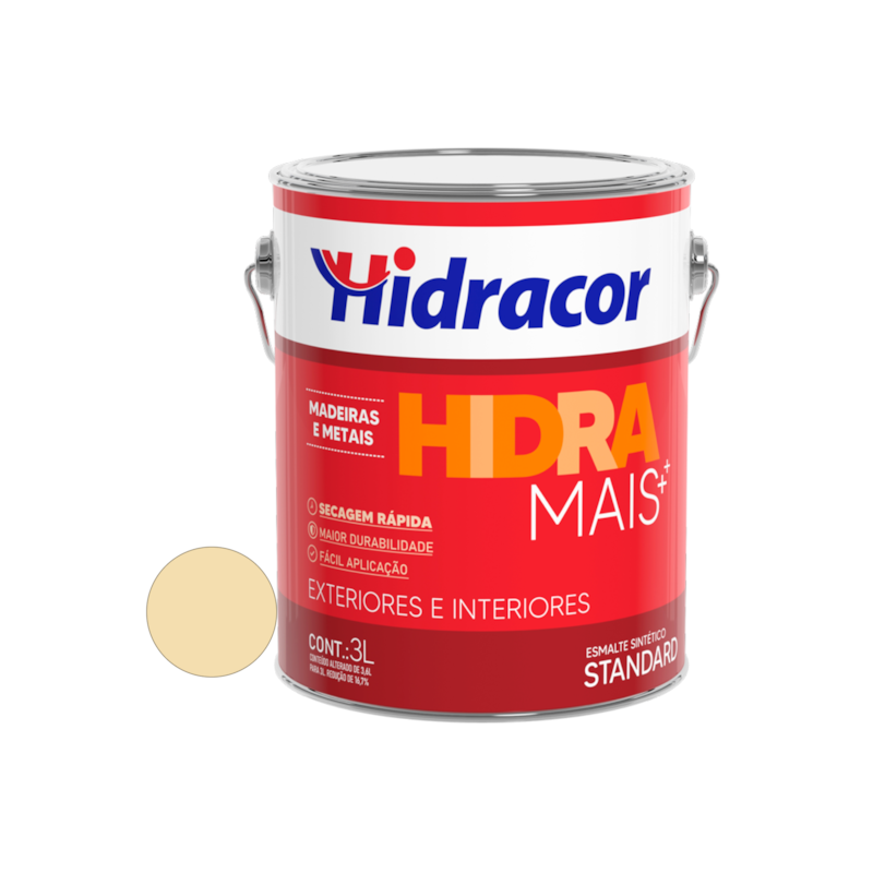 Tinta Esmalte Sintético Hidra Mais Alto Brilho Marfim 3L Hidracor