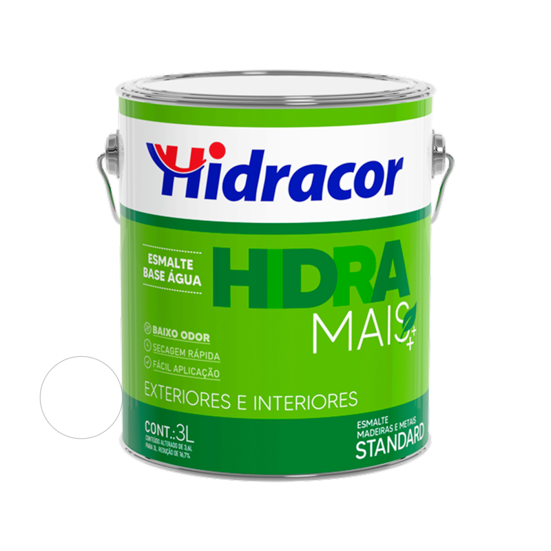 Tinta Esmalte Sintétiico Hidramais Base Água Acetinado Branco Neve 3,0L Hidracor