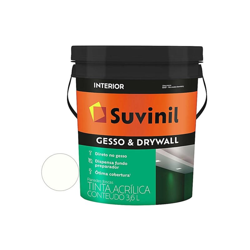 Tinta Gesso e Drywall Branco Neve 3,6L Balde Suvinil