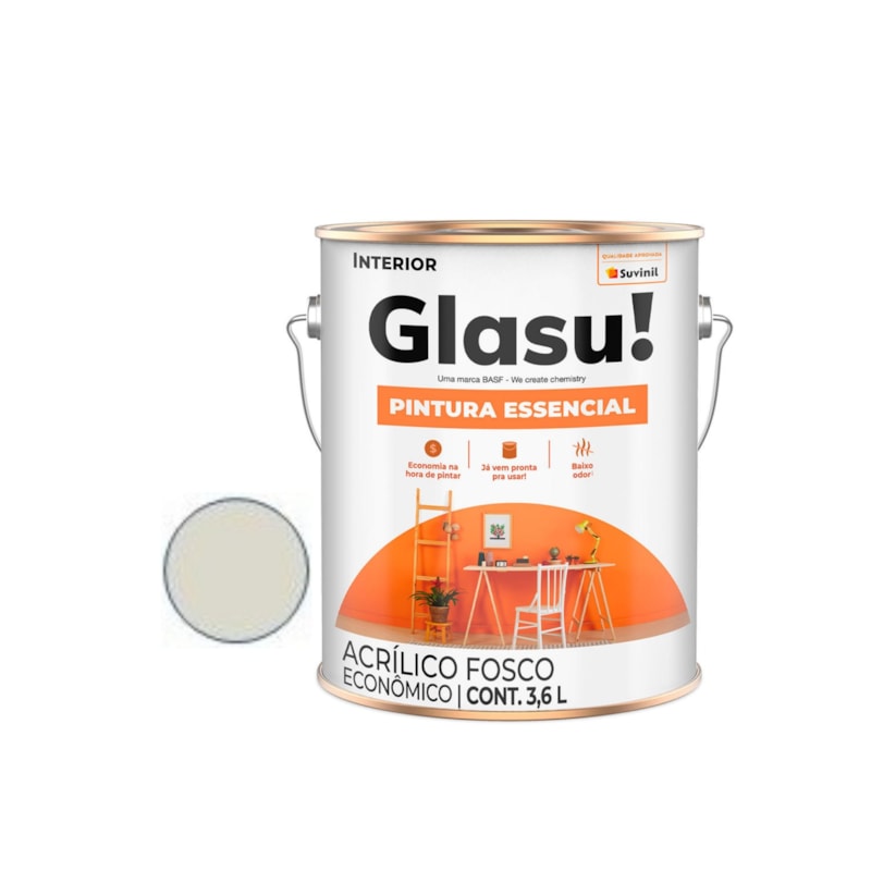 Tinta Pintura Essencial Fosca Gelo 3,6L Glasu